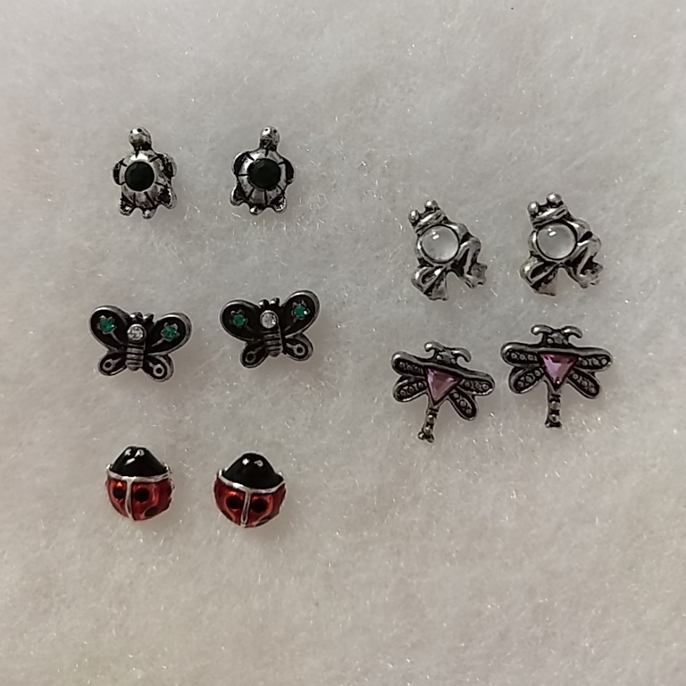 Animal Earrings with Colored Crystals